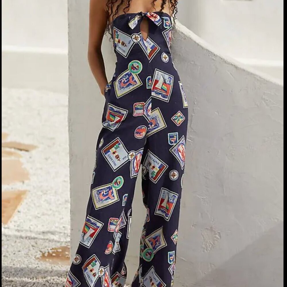 NWT Anthropologie Celandine Linen Blend Strapless Jumpsuit